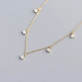 Minimalist S925 sterling silver gold-plated necklace with five sparkling CZ pendants - 925 Silver / Gold