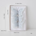 Set of 3 white feather butterfly Christmas tree ornaments with silver glitter and clips - Feathered Silver