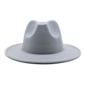 Detail of grey wool felt fedora showing fine stitching on the wide brim and texture - M (56-58cm) / Light Gray