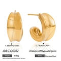 Especificaciones detalladas de tamaño para pendientes cóncavos dorados de acero - Aro en Forma de C Minimalista Dorado (JDE0306082)
