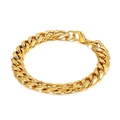 Classic 18K gold plated Cuban link chain bracelet with lobster clasp for men - 10mm Width x 220mm Length (Bracelet)