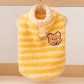 Cute yellow sherpa fleece pet vest with bear embroidery and D-ring for small dogs and cats - S / Yellow Bear Fleece Coat