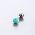 Blue opal 4mm titanium steel ear stud with screw back for helix and cartilage piercing - Lake Blue (OP03)