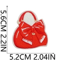 Detail showing red handbag embroidery patch dimensions 5.2cm x 5.6cm for sewing crafts - Red Handbag (S30HXZ-085-18)