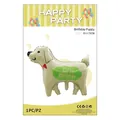 Beige standing puppy foil balloon with red bowtie and Happy Birthday print, 65x75cm - Birthday Puppy / 65x75cm / Pack