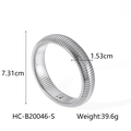 Dimensiones detalladas del brazalete de acero de titanio plateado con textura de serpiente - Estilo Plateado (HC-B20046-S)