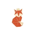 Creative geometric origami red fox enamel brooch with golden crown and orange finish - Red Fox Style (XZ3465)