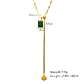 Detail showing the green zircon pendant dimensions and 7.5g weight of this golden chain - Emerald Green Pendant / Gold