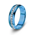 Gepolijste blauwe roestvrijstalen ring voor dames en heren met zirkonia stenen bezet - US 13 / Blauw
