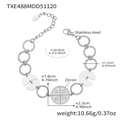 Silver stainless steel chain bracelet with religious zircon medallion and circular links - Steel Color Bracelet (TXE488)
