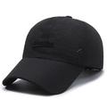 Zwarte sneldrogende mesh baseballcap met borduursel voor buitensportactiviteiten - Verstelbaar / Zwart