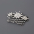 Pettine per capelli in lega d'argento con stelle di strass scintillanti per donna - Argento
