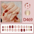 Elegant red polka dot and pearlescent press-on nails set for women, style model D469 - Red Polka Dot Pearl Rhinestone Style (D469)