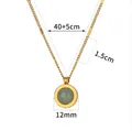 Irregular geometric necklace with green pendant and size details in 18K gold plated steel - Gold White (N06975G)