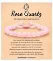 Handmade rose quartz beaded bracelet featuring sixteen natural stone beads on a pink cord - Rose Quartz Bracelet