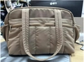 Beige quilted nylon travel bag with multi-pocket design and large capacity storage - Brown