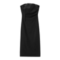 Elegant black strapless midi dress in high-quality satin with a silky draped finish - XS / Black