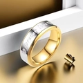 Two-tone stainless steel Forever Love ring with heart engraving in gold and silver finish - US 7 / Forever Love (No Diamond) 6mm Style