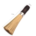 Kitchen bamboo pot brush with 31cm long wooden handle and metal ferrule for cleaning - Coffee Handle Bamboo Brush