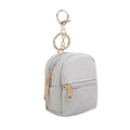 Mini llavero mochila gris de cuero PU con diseño acolchado y herrajes dorados - Gris