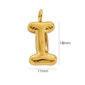 Golden 14K stainless steel puffy letter I pendant for DIY jewelry, 18x11mm size - Letter I