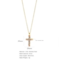 316L stainless steel cross necklace with multi-colored micro-pave cubic zirconia stones - Cross No.19 (Gold Pave Multi-color Zircon)