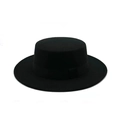 Klassieke zwarte boater hat met platte rand en een elegant decoratief lint van vilt - 57cm / Zwart Lint