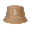 Dettaglio del ricamo a mano di scheletro sul tessuto in twill di cotone marrone del cappello - Regolabile / Cachi