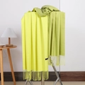 Soft yellow and green cashmere scarf with fringe details in a dual-color design - No.12 Chick Yellow