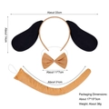 Brown dog costume set with long ears headband, bowtie, and tail for kids role play - Tan Pug Dog Ears + Bowtie + Tail