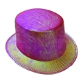 Rainbow laser holographic top hat for magicians and parties with metallic texture - Adult (13cm Height, 58cm Circumference) / Metallic Purple