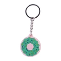 Portachiavi a forma di ciambella rosa e verde con granella colorata e anello d'argento - Verde