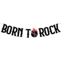 Pancarta Born to Rock con purpurina negra para decoraciones de fiestas de cumpleaños rock - Pancarta de letras