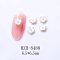 3D pink flower nail charms with pearls and gold edges for DIY nail art 6.5mm - White Flower with Pearl (8488)