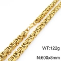 8mm goldene Byzantinische Kette für Herren aus Edelstahl, 60cm Länge, 122g Gewicht - Gold (KN290046-Z)