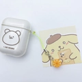 Transparent bear phone charm and orange fruit pendant strap for bags and cases - With Earphone Case / Orange