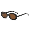 Oval cut-out sunglasses in black frame with brown lenses for a retro fashion look - Black Frame Brown Lens