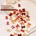 30er-Set Maillard-Stil Schleifen-Nagelkunst aus Harz in Bernstein und Zimtfarben - 02 Gemischte Schleife & Band (ca. 30 Stück)