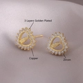 Religious Virgin Mary heart stud earrings in copper with golden plating and zircons - Gold Plated Heart Virgin Mary (EM05-8)
