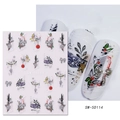 Autocollants 5D pour ongles avec nœuds pailletés et motifs de houx d'hiver - SW-5D114
