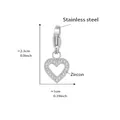 Herzanhänger aus Edelstahl in Silber mit Zirkonia-Besatz und Karabinerverschluss - Hohler Herzanhänger / Stahlfarbenes Hohl Herz Zirkon