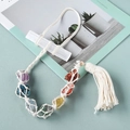 Handmade 7-chakra raw gemstone wall hanging with white cotton macrame and selenite - 7 Chakra Raw Crystal Pendant