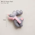 Cute gray wool felt reindeer ornament with pink scarf and heart detail for Christmas DIY - No.36 Single-Grey Scarf Reindeer