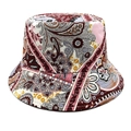 Close-up of paisley pattern stitching and cotton canvas texture on this bucket hat - M (56-58cm) / Burgundy