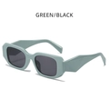 Retro rectangle sunglasses in sage green finish with black lenses and wide temples - Sage Green Frame Gray Lens