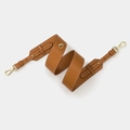 Adjustable brown lychee texture leather shoulder strap with gold metal carabiners - Brown Strap Gold Buckle