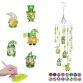 DIY St. Patrick's Day Leprechaun wind chime kit with green diamond painting accessories - Style 7-Multiple Poses Green Gnome