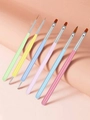 Set of 6 colorful nail art brushes in macaron tones with various functional tips - Candy Color Double-Ended Brushes (6Pcs)