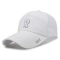 White sports baseball cap featuring R letter embroidery and breathable mesh panels - Adjustable / White