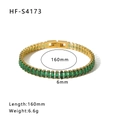 Gold plated 18K titanium steel bracelet with rectangular green zircons 160mm length - Green Zirconia Style (HF-S4173)